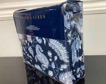 Ralph Lauren Delphine Paisley Duvet Cover 100% Cotton Sateen Navy
