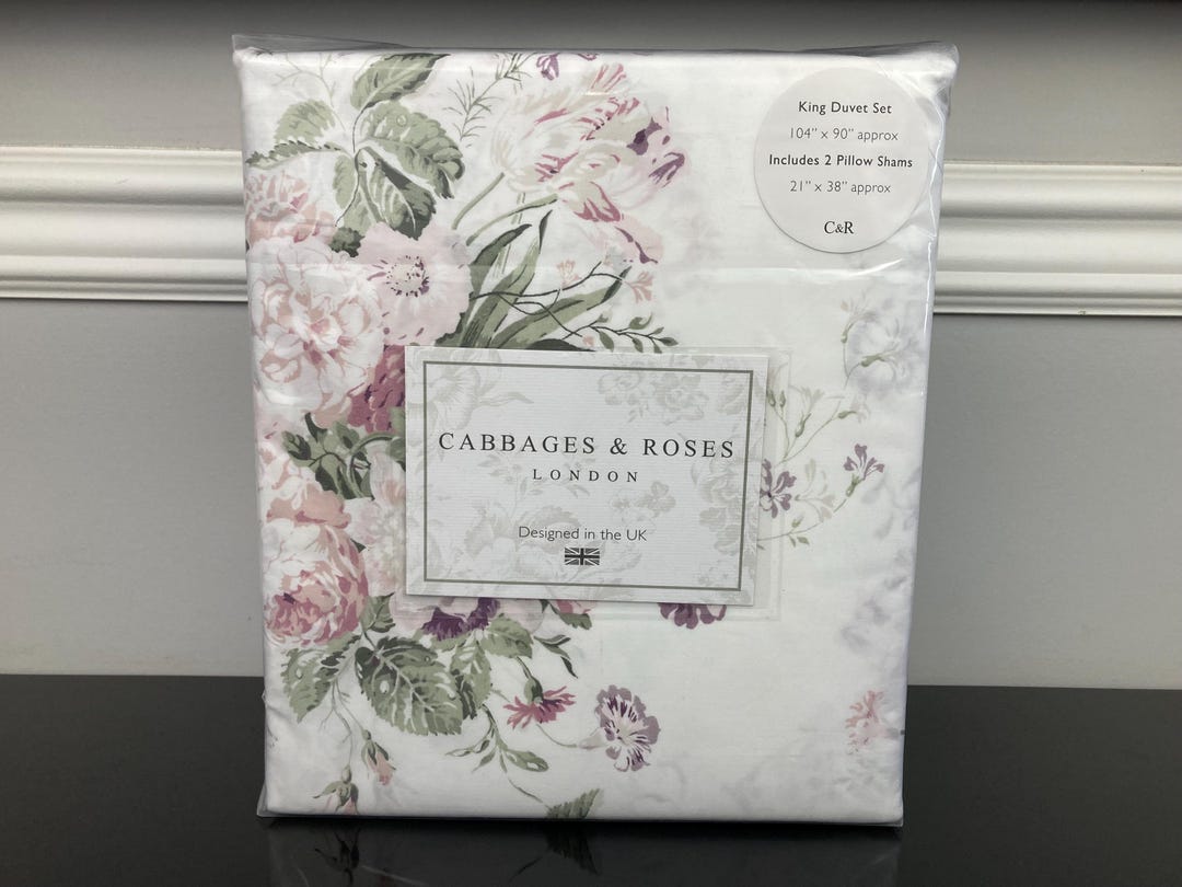 CABBAGES & ROSES London Constance Peony Floral Cottage Farmhouse 3 Pc ...