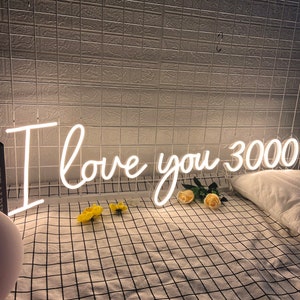 Letrero de neón personalizado I Love You 3000, regalos personalizados, letreros de neón LED, letreros de boda, decoración de bodas, luces de neón, regalos personalizados para ella
