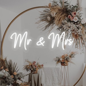 Mr & Mrs Neon Sign Decorazione personalizzata per matrimonio, Insegna al neon a LED per fondale per matrimonio, Regali di nozze con luce al neon, Insegna al neon per matrimonio Regalo personalizzato