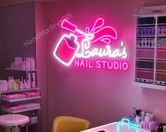 Nails Neon Signs Wall Decor, LED Neon Light Signs, Nail Polish Signs Room Decor, Business Sign Wall Art, Beauty Salon Decor, Gift for Her