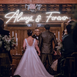 Always & Forever Insegna al neon Decorazione personalizzata per matrimoni, Insegna al neon per matrimoni Sfondo per matrimoni, Decorazione murale per insegna al neon a LED, Regali personalizzati