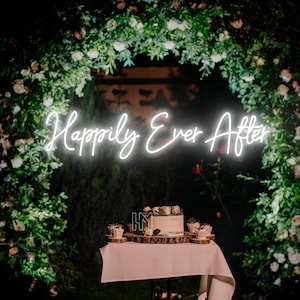 Letreiro de neon Happily Ever After, decoração de parede personalizada, luzes LED, decoração de casamento, letreiros de neon para casamento, presentes de noivado, presente personalizado para ela