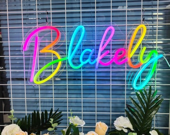 Custom Rainbow Neon Sign, Battery Led Signs Wedding Gift, Wedding Decor, Wall Art, RGB Neon Lights Personalized Gifts