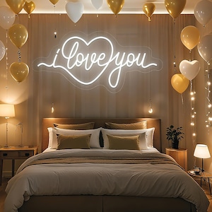 Letrero de neón "Te amo", decoración de pared personalizada, luces LED personalizadas, decoración de boda, decoración de despedida de soltera, compromiso, letrero de mesa de boda