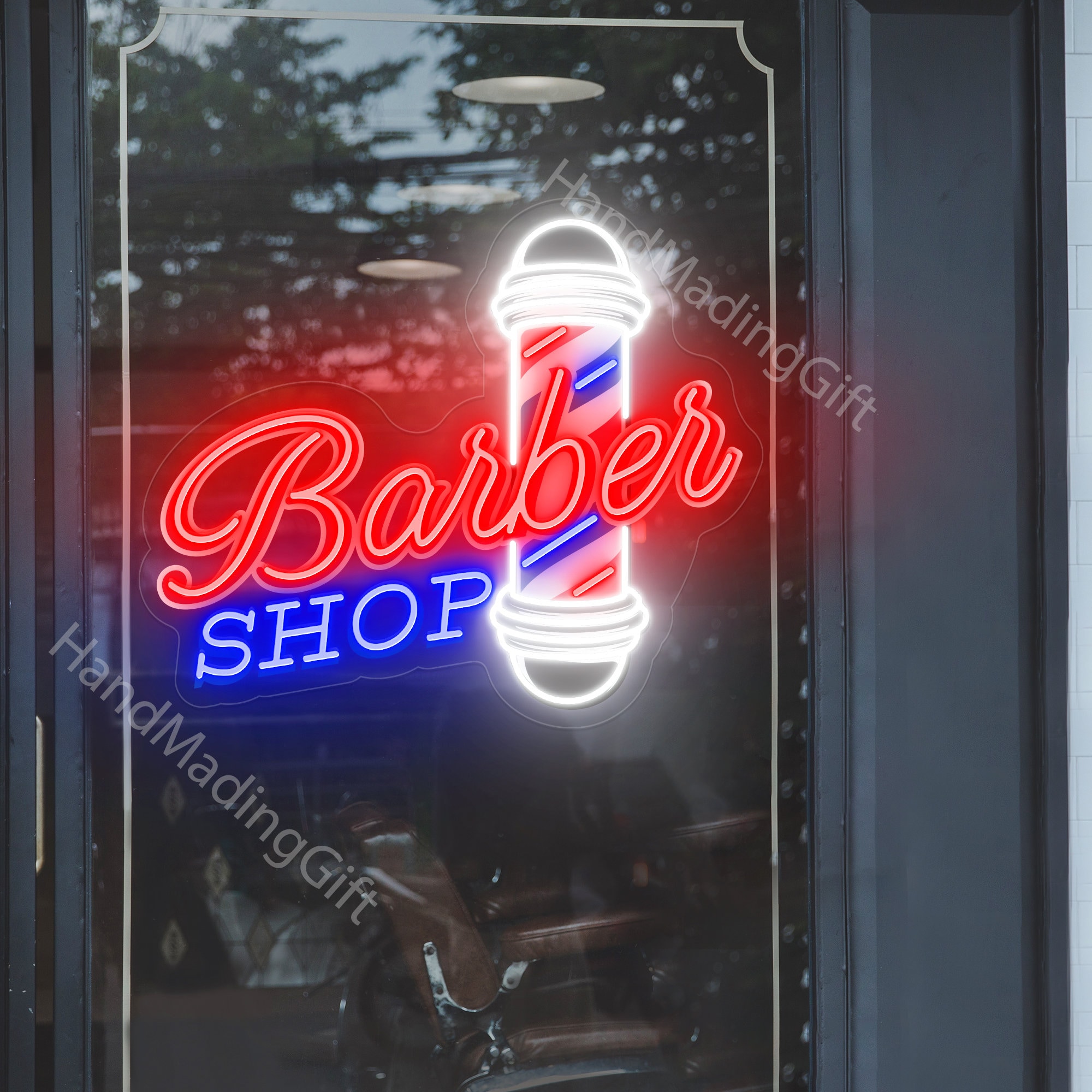 Insegna neon del barbiere Luce neon negozio barbiere Insegna neon negozio parrucchiere Segno pubblicità decorazione parete del negozio barbiere Luce dell'insegna salone bellezza,Rosso,40x30cm