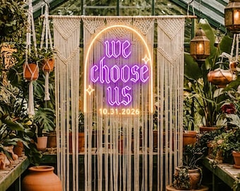 Custom Gothic Wedding Neon Sign, Custom We Choose Us Vow Wall Light, Purple Candle Glow Backdrop for Halloween Fall Wedding Decor Gift Sign