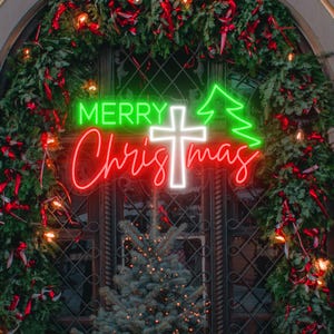 Christian Christmas Neon Sign: Personalized Holiday Wall Decor