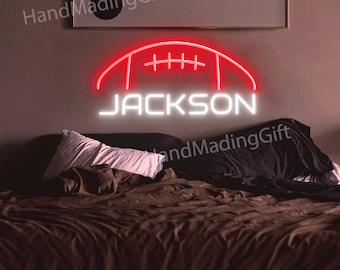 Football Led Sign Custom Graduation Gift,  Neon Name Sign Room Decor, Custom Led Sign Dorm Room Decor, Led Name Sign Personalized Gifts