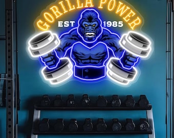 Custom Gorilla Gym Neon Sign: Personalized LED Bedroom Decor