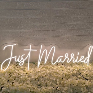 Decorazione murale personalizzata con insegna al neon Just Married, decorazione per matrimoni con insegna al neon, insegna luminosa al neon, regali personalizzati con insegna a LED per lui