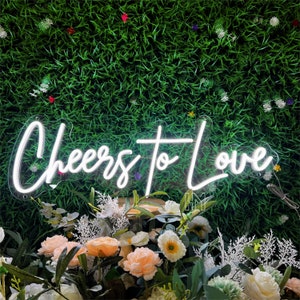 Decorazione murale personalizzata con insegna al neon Cheers to Love, fondale per matrimonio con insegna a LED, decorazione per stanza con luce al neon, regali personalizzati per insegna al neon per matrimonio