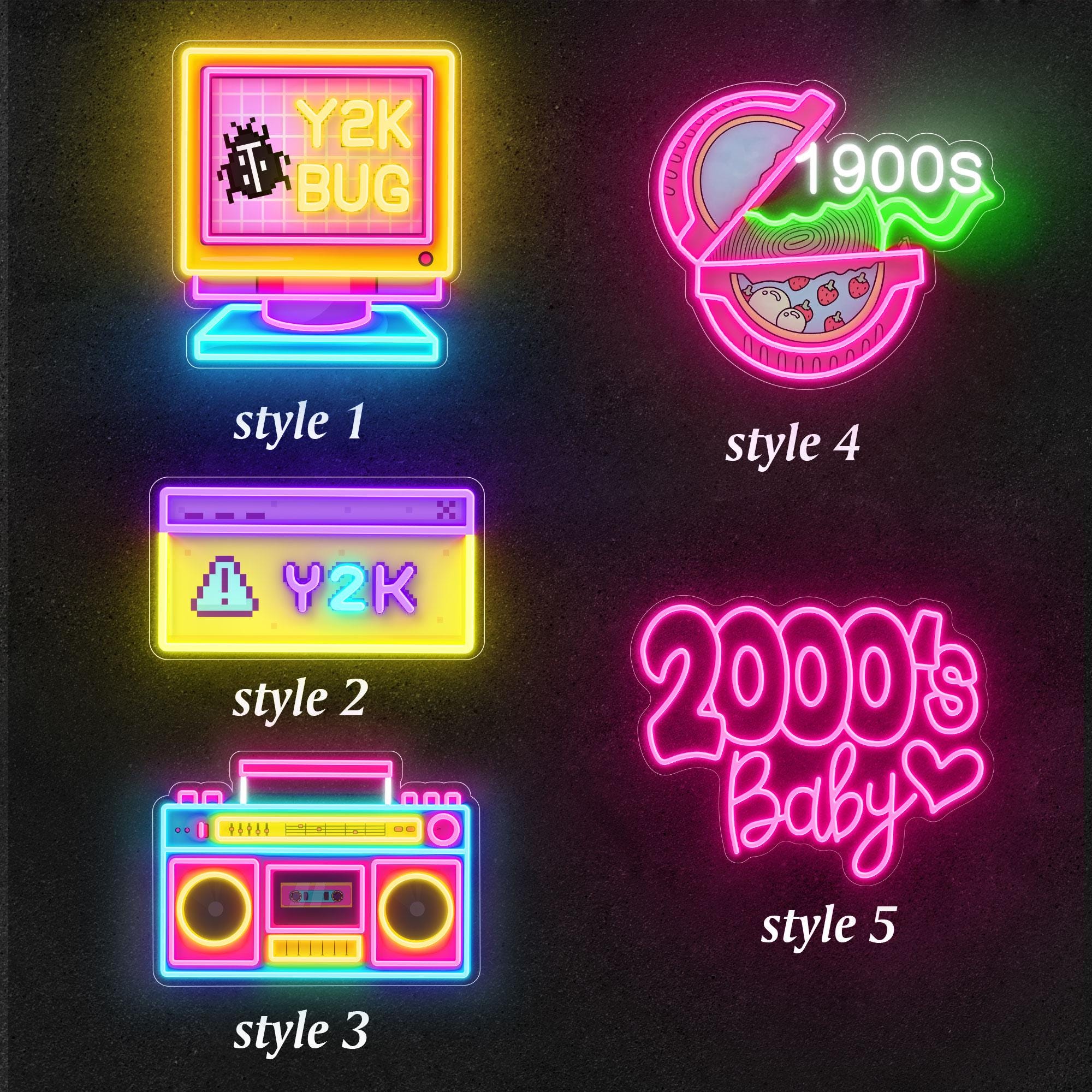 2000s Y2K Sign Wall Art, Y2k Aesthetic Led Sign, 2000s Vibe Neon Sign ...