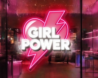 Arte de parede com letreiro Girl Power Y2K, letreiro LED estético Y2K, letreiro neon com tema dos anos 2000, presente para ela, decoração de festa com luz LED personalizada, decoração de dormitório Y2K