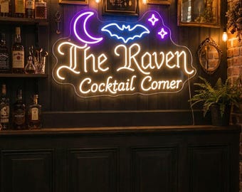 Custom Family Name Sign Home Ba Decor, Gothic Bar Cart Wall Decor for Apartment Lounge, Halloween Home Bar Gift for Dark Hosts