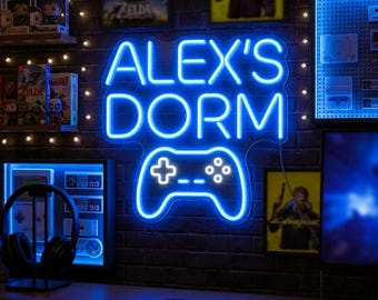 Custom Gamer Neon Sign for Dorm Room, Personalized Game Controller Wall Light, College Gaming Decor, Birthday Gift for Teen Boys Room