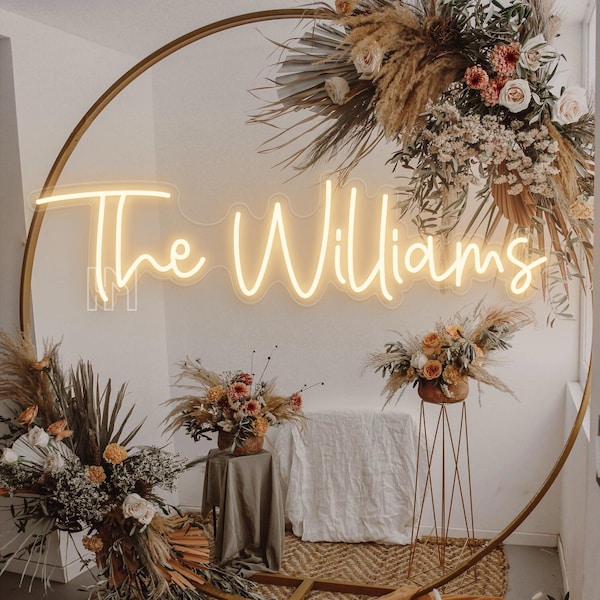 Custom Wedding Neon Sign, Vintage Name Welcome Sign, Battery Operated Led Lights, Last Name Signs, Led Sign for Wedding Backdrop Wall Decor