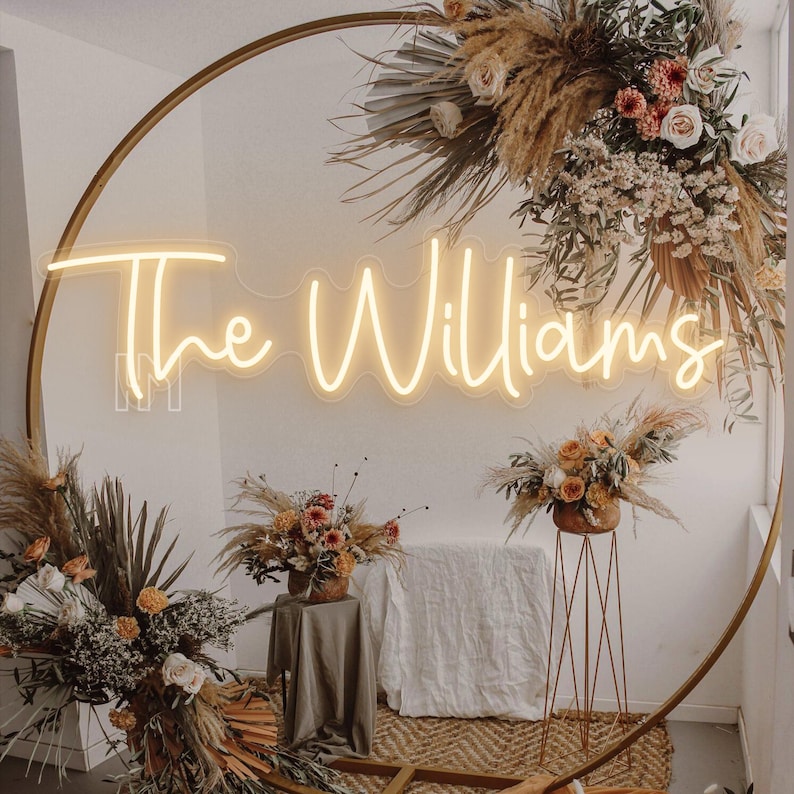 Custom Wedding Neon Sign, Vintage Name Welcome Sign, Battery Operated Led Lights, Last Name Signs, Led Sign for Wedding Backdrop Wall Decor