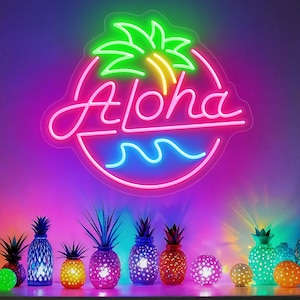 Aloha beer Wall Decor,Aloha cocktails Neon Sign,Restaurant Neon Sign,Bar Sign,Aloha hawaii neon sign,Retro neon sign with Aloha,Shop Sign