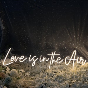 Insegna al neon Love is in the Air, decorazioni per matrimoni personalizzate, decorazioni da parete con insegna al neon a LED, fondale per matrimoni con insegna al neon, regali personalizzati con insegna al neon con nome