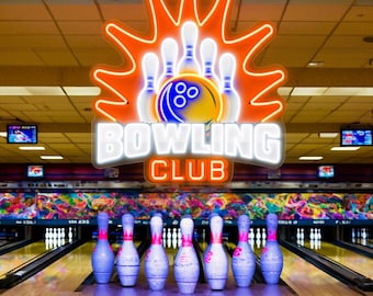 Retro Bowling Neon Sign: Spersonalizowana dekoracja pokoju gier, oświetlenie męskiej jaskini
