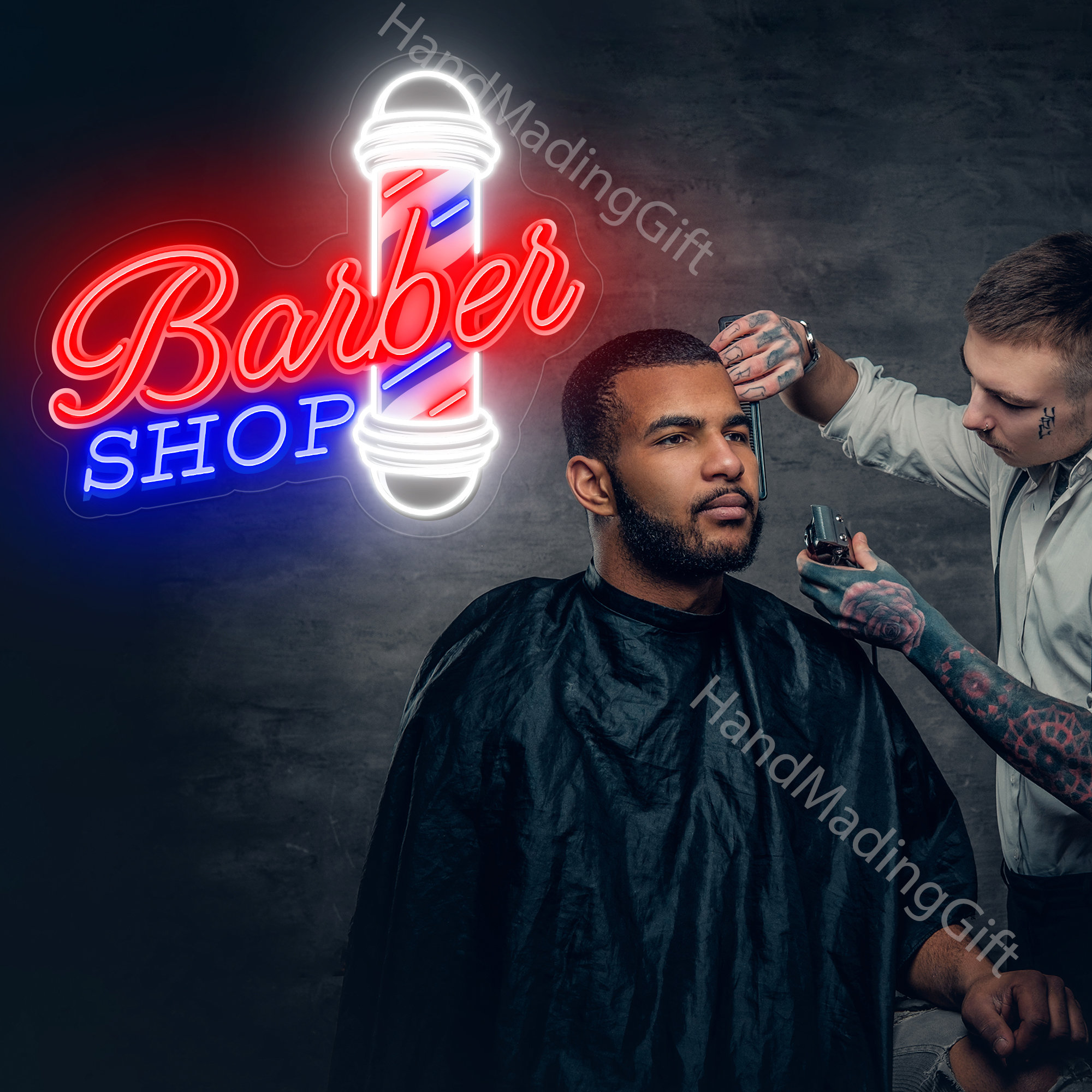 Insegna al neon da barbiere, parrucchiere a led al neon, insegna luminosa a led da barbiere, luce notturna personalizzata - Italia