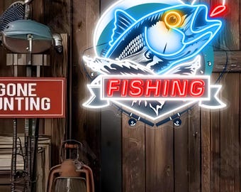 Gone Fishing Neon Sign – LED Light Wall Decor For Man Caves & Cabins – Deen Neon