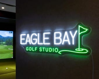 Custom Eagle Bay Golf Studio Neon Sign, Personalized Simulator Room Light for Home Golf Bay, Man Cave Decor, Golfer Gift for Lounge