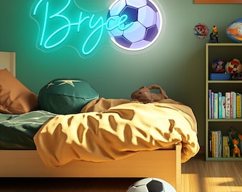 Soccer Neon Sign Custom for Kids, Kid Room Decor, Birthday Gift for Kids, Bedroom Neon Sign Custom, Dorm Wall Art, Wall Decor, LED Light