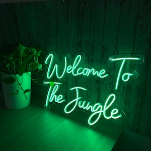Benvenuto nella giungla Insegna al neon Decorazione murale personalizzata, Luci a LED Decorazione per la casa, Decorazione per feste con insegna personalizzata, Regalo personalizzato per lui