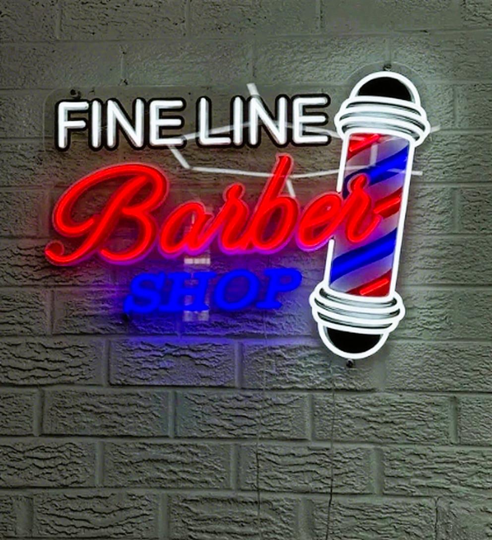 Insegna Al Neon Per Salone Di Barbiere - Cartello Luci LED Con Forbici 16.5x30.5cm USB - 2