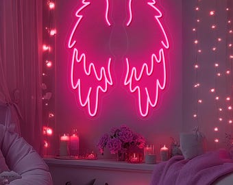 エンジェルLEDネオンサイン：ピンクの子供部屋用ナイトライト