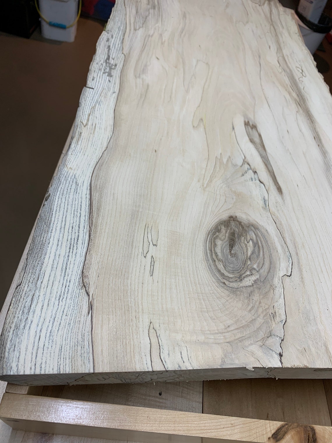 Live Edge Spalted Hackberry Slab Wood Etsy