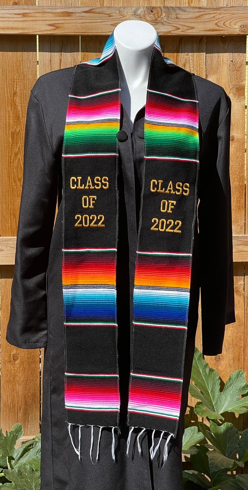 Embroidered Sarape Mexican Graduation Stole Class of 2022 Sash 