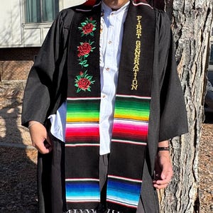 First Generation with Roses Graduation Sash/Stole