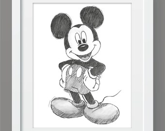 Mickey Mouse Drawing Etsy