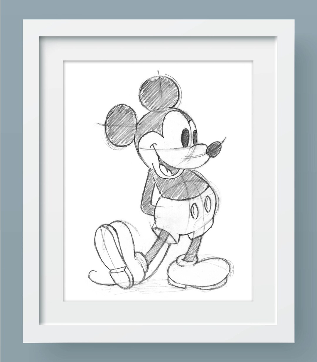 Mickey Mouse Inspired, Hand Drawn Print A4 - Etsy