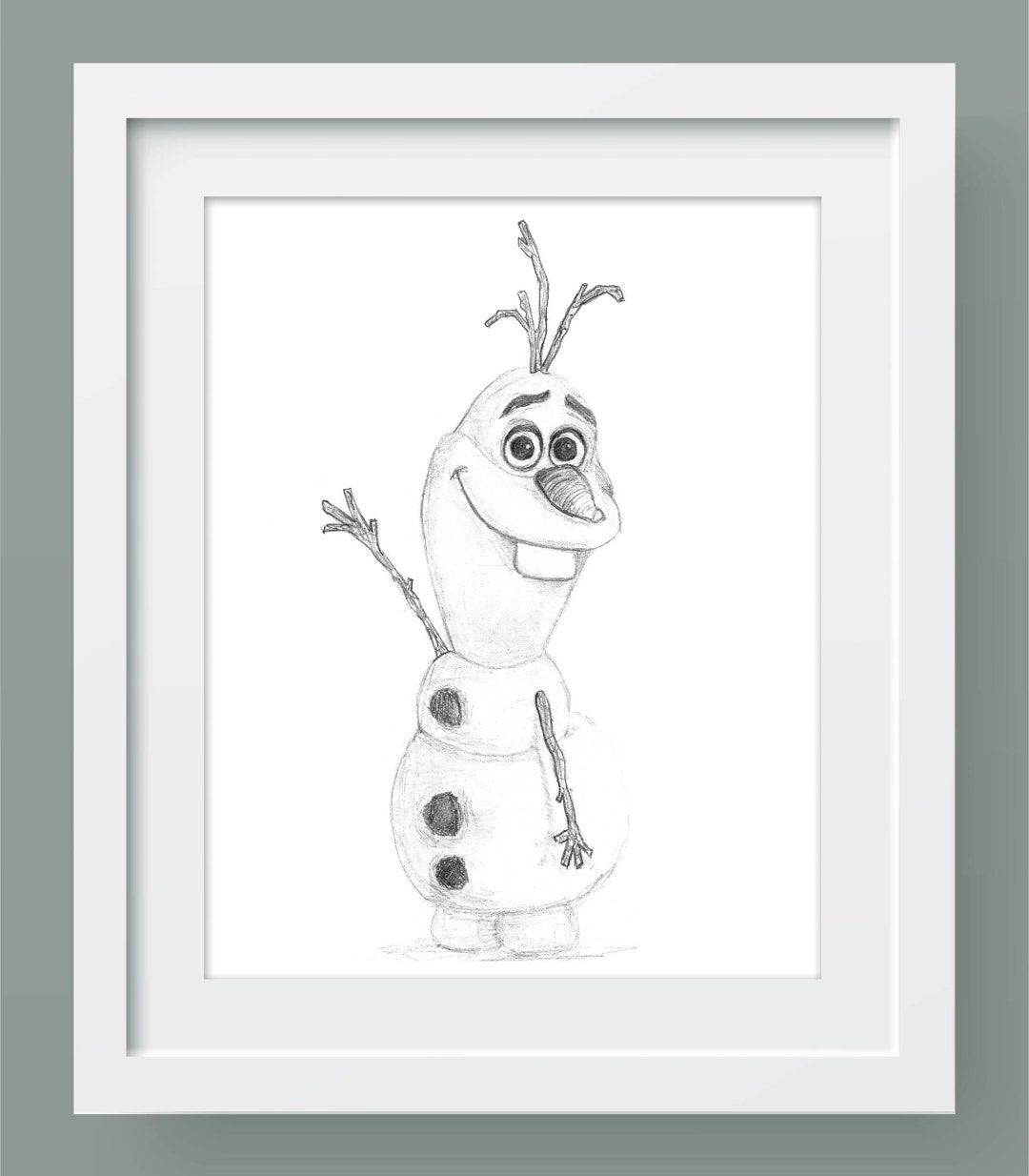 Olaf Inspired Hand Drawn Print A4 Etsy