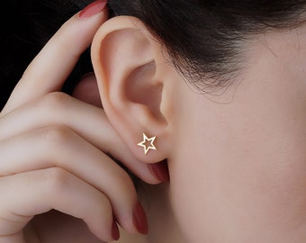 Oxidised Silver Stud Earrings Women gift star Star Stud Tiny Cute Star Earrings Simple Star Jewelry Black Star Earrings Star earrins