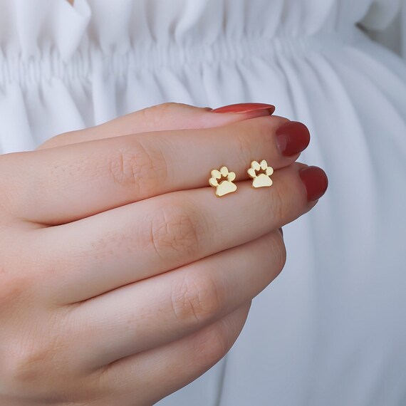 tiny paw print earrings