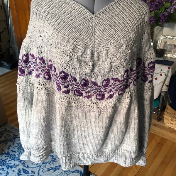 Hand knit women’s cabled OOAK sweater