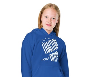 Sweat à capuche épais mélangé graphique Tractor Boys | Design graphique amusant pour un fan d'Ipswich Town pour Portman Road Faithful | Sweat à capuche bleu marine pour enfant