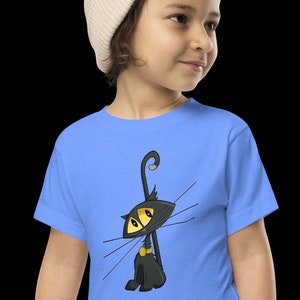 かわいい黒猫の子供用 T シャツ | 幸運の黒猫の幼児用 T シャツ | 男の子と女の子へのかわいい子猫の誕生日プレゼント
