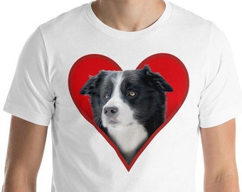 Border Collie Heart Unisex T-Shirt / Cute Collie Dog Gift / Border Collie Lover Gift / Dog Mom and Dog Dad Border Collie Tee Shirt 