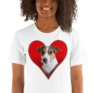 Jack Russell Terrier Heart Unisex T-Shirt | Cute JRT Gift | Jack Russell Lover Gift | Dog Mom and Dog Dad Jack Russell Tee Shirt 