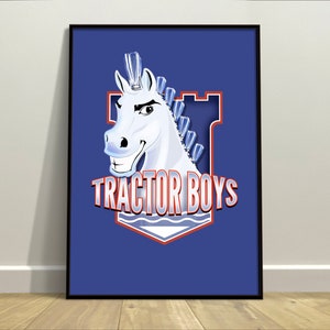 Tractor Boys Punch Logo Poster - Matt Finish | Ipswich Town Suffolk Punch Design for Portman Rd Faithful | Super Blue Mums, Dads & Kids