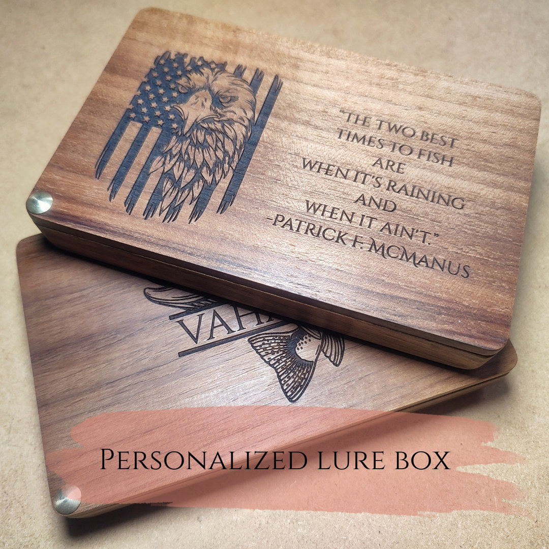 Personalized Fishing Lure Box. Engraved Fishing Tackle Box. 4 Chambers.  Walnut Wood. Gift for Father/husband/wife/boyfriend/brother. -  Canada