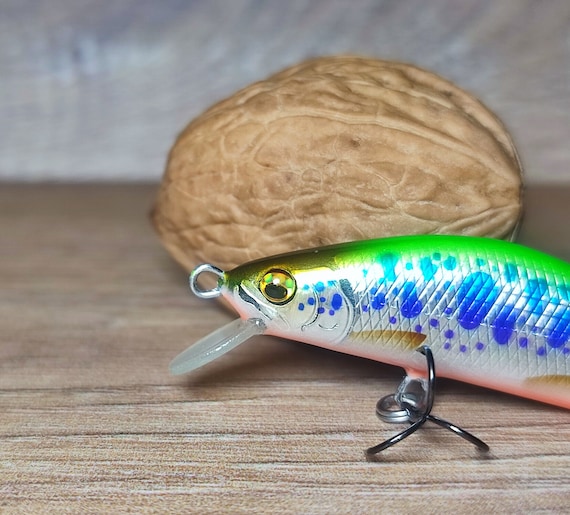 Veles Handcrafted Lure 50mm-4.5gr Sinking. Trout Fishing Lure.made From  Balsa Wood. Single Hooks. Gift for Fisherman 