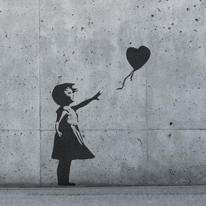 Girl with Balloon Stencil, Banksy Modern Graffiti Artworks, Custom Street Mural Art, Reusable Airbrush Spray Paint Stencils
