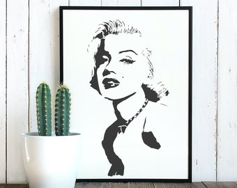 MARILYN MONROE Stencil - Canvas Pop Art Stencil - DIY Fashion Home Decor Stencils - Reusable Wall Art Stencil